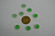 Пуговица 11 мм салатовая с белым перламутром 50 шт