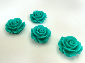Кабошон "Роза" 22 мм 10 шт мятная 