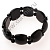 Браслет 6 мм с квадратами имитация камня агат чёрный