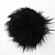 Натуральный меховой помпон с кнопкой 12 см чёрный