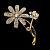 Брошь со стразами ромашка золото